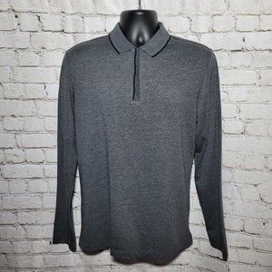 ALFANI Mens Polo Shirt New Tipped Collar Covered 1/4 Zip Size Small Long Sleeve